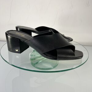 Michael Michael Kors Abbott Mule Leather Black Slip On Crisscross strap